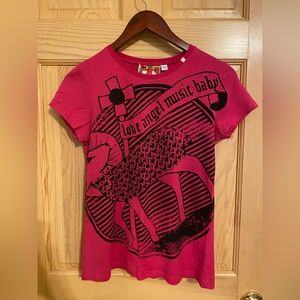 Rare vintage L.A.M.B. Staff Icon t-shirt in hot pink. Y2K Spring 2007. Size M